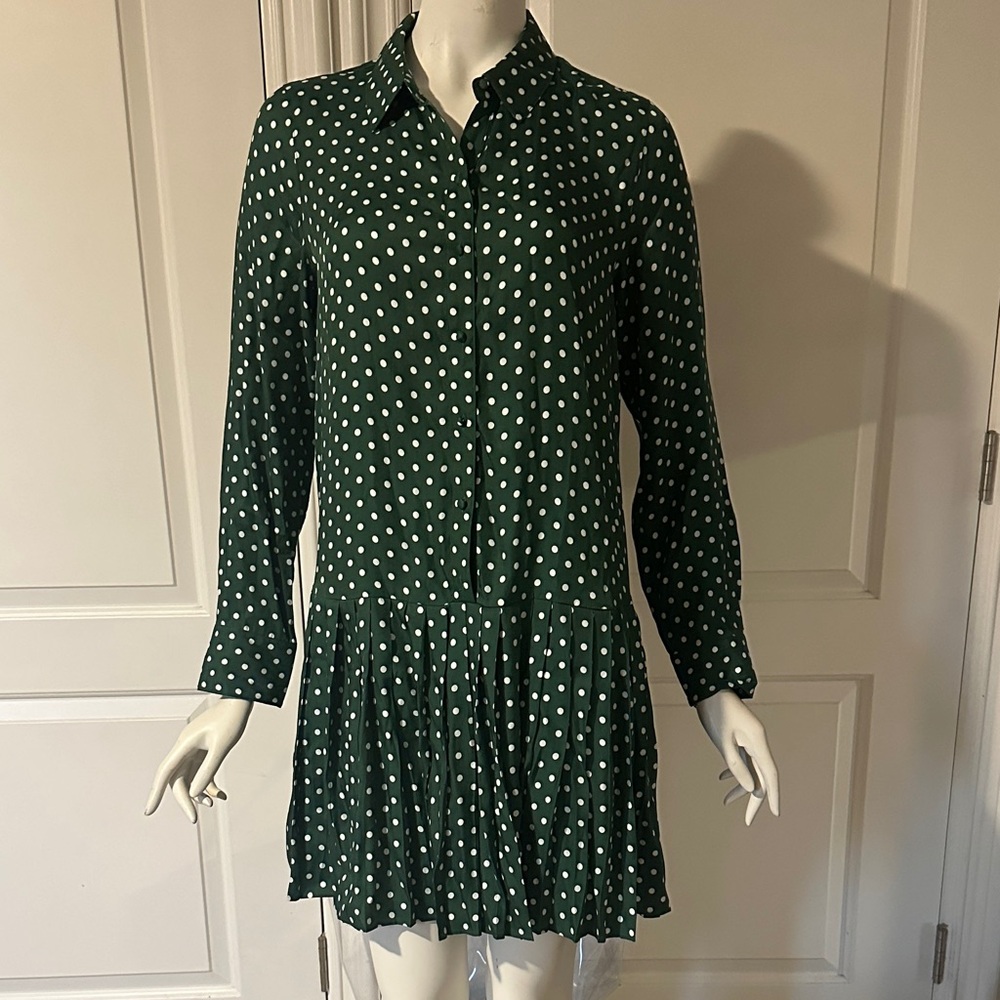 Vineyard Vines Green Polka Dot Long Sleeve Dress